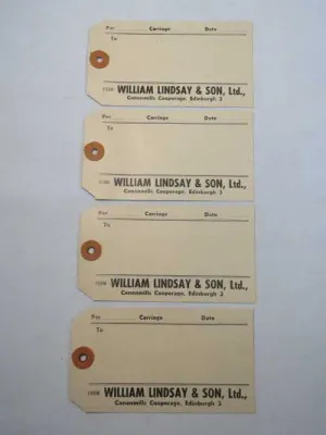 Lot of 4 William Lindsay and Son, Ltd. Canonmills cooperage parcel lables - Unused