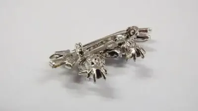 Vintage Enamel and Rhinestone Brooch - as per photo
