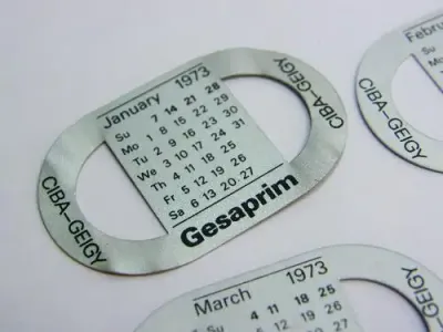 Vintage metal watch band calendar plates - January 1973 to June 1973 - as per photo