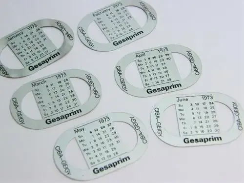 Vintage metal watch band calendar plates - January 1973 to June 1973 - as per photo