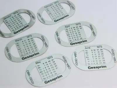 Vintage metal watch band calendar plates - January 1973 to June 1973 - as per photo