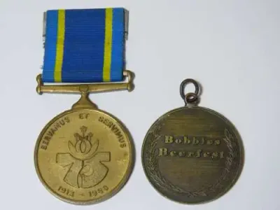 Police Bobbies Beerfest medallion with 75 year medal issued to 604741M Konst WG TEE