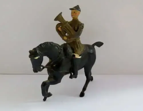 Vintage Tuba musician lead soldier - Lieguards of Household cavalry mounted band