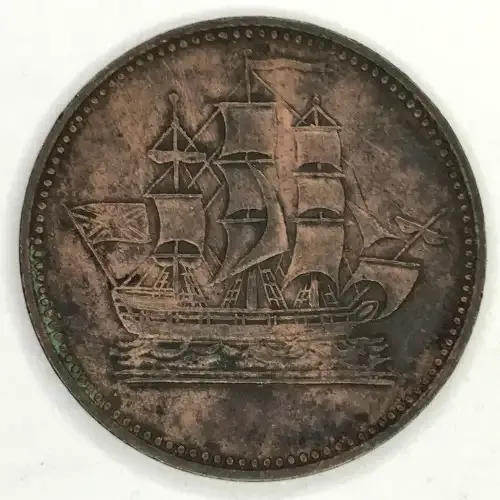 Canadian Ships Colonies and Commerce half penny token, excellent condition
