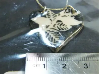 Hand painted porcelain pendant with sterling silver necklace