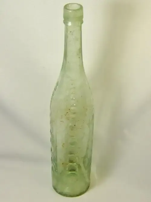 Antique light green cordial glass bottle - no embossed names on side - as per photo