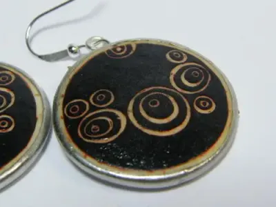 Ethnic ostrich eggshell earrings - as per photo