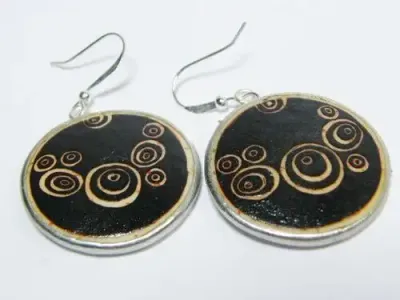Ethnic ostrich eggshell earrings - as per photo