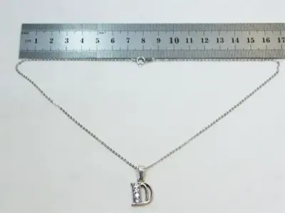 Fashion necklace with sterling silver letter ` D ` pendant