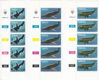SWA - SACC 347 - 352 Whales control block mint set - as per scan