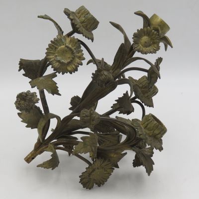 Vintage brass flower bouquet candle holder