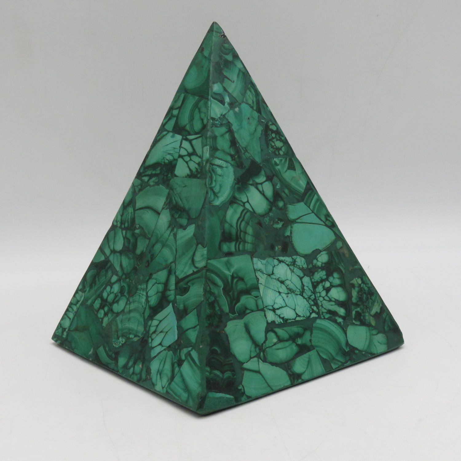 VIntage Malachite stone pyramid sculpture