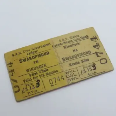 SA Railways ticket - Swakopmund to Windhoek - Valid for six months