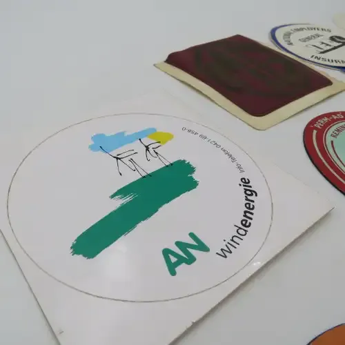 Lot of 11 vintage car license stickers and other related items