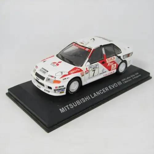 Mitsubishi Lancer EVO III die-cast rally model car - rear spoiler missing - scale 1/43