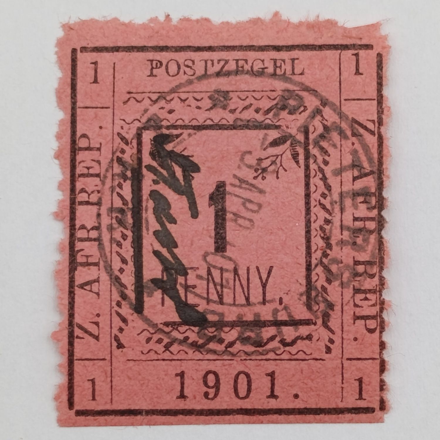 1901 ZAR Pietersburg type 3 perforated 1 Penny - cancelled Pietersburg - SACC 27