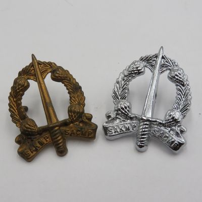 Lot of 2 different SA Corps of Military Police cap badges