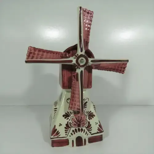 Vintage red delft musical windmill