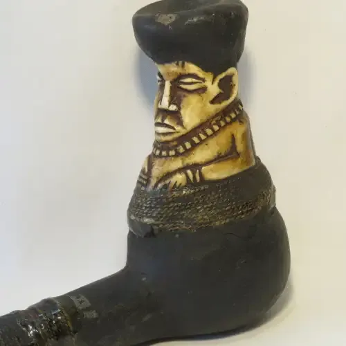 West African vintage pipe with copper thread - Repaired