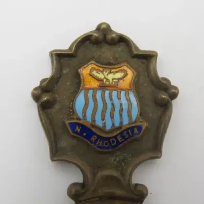 Vintage Northern Rhodesia brass spoon with (1939-1953) caddy emblem