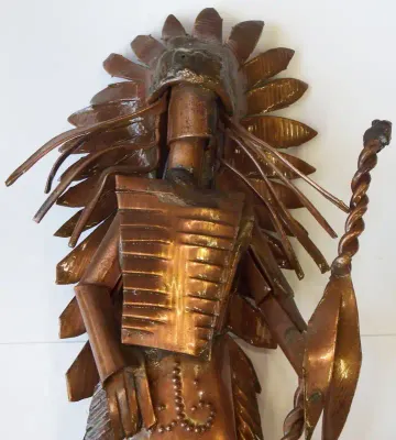 Handmade Copper Indian Chief figurine - Very unique piece
