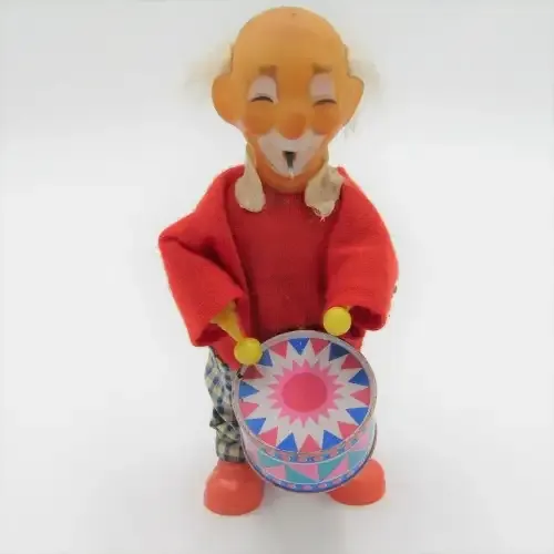Vintage mechanical clown drummer - working - one loose ankle