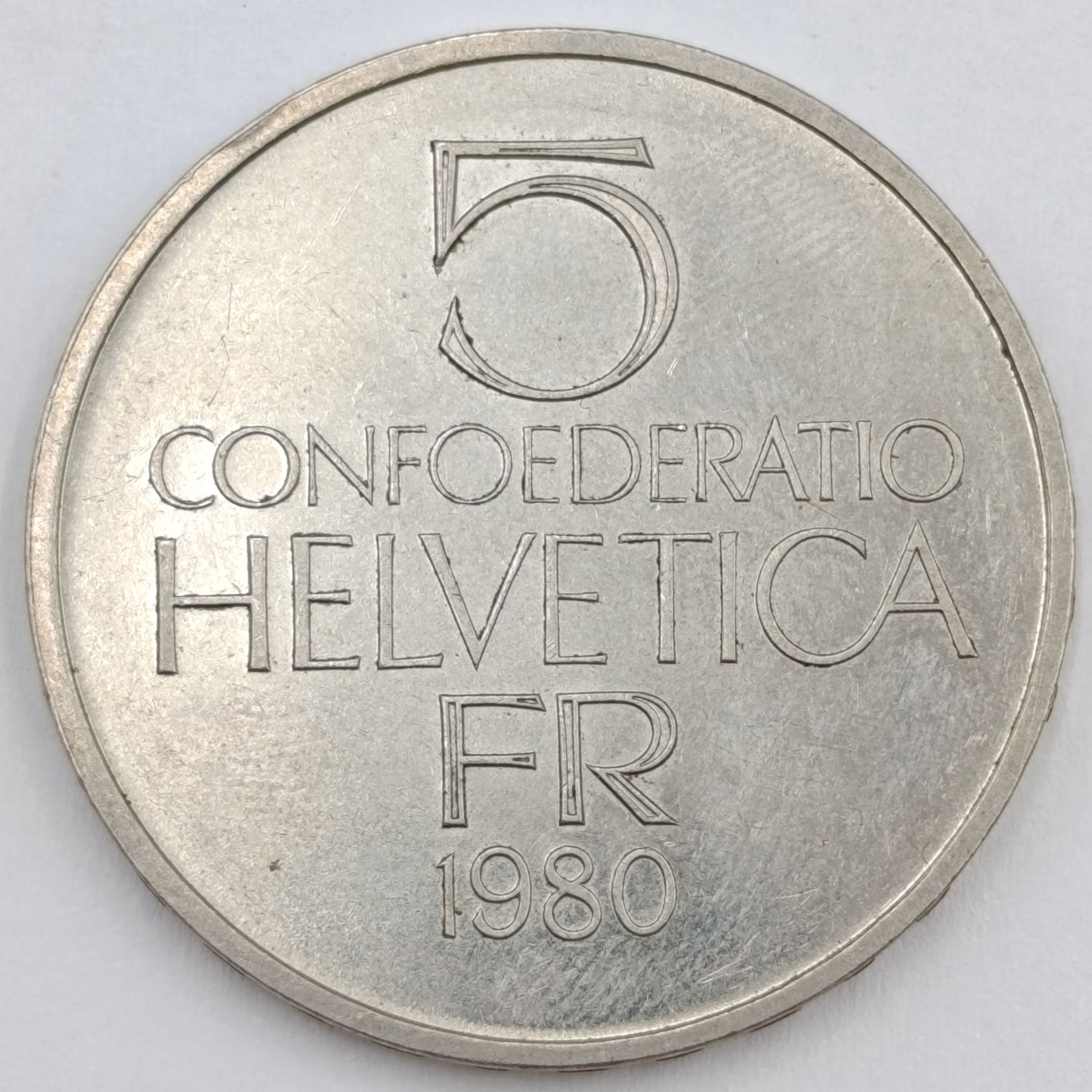 1980 Switzerland 5 Francs commemorative non-circulating coin- Ferdinand Modler - with edge lettering