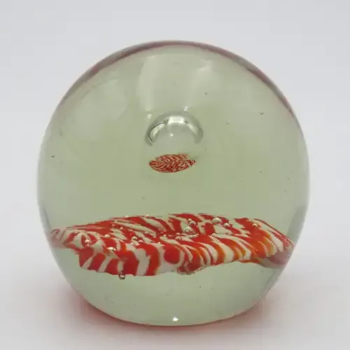Vintage handmade glass paperweight with bubble