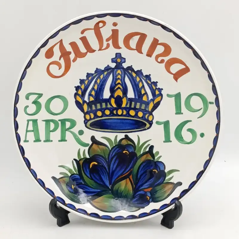 Dutch Juliana 30 April 1916 commemorative porcelain plate by Aluminia Denmark Royal Copenhagen