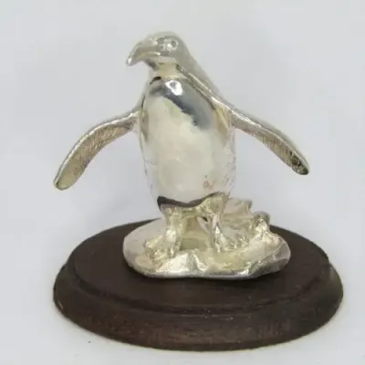 Sterling silver African penguin Sculpture by Stuart Benade