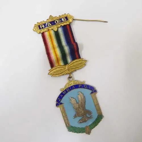 R.A.O.B. Hallmarked Silver medal Zambia P.G.L