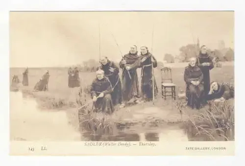 Postcard of Angling Monks, early 1900`s - Unused