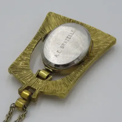 Vintage Delfin Edox goldplated pendant watch with gold colored necklace
