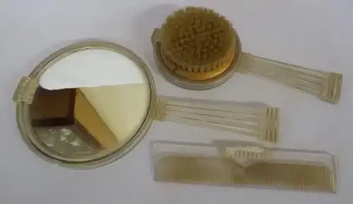 Vintage Arte Deco comb, brush and mirror set - as per photo