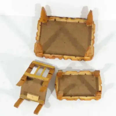 Vintage doll`s furniture - Peg table with 4 chairs and coffee table