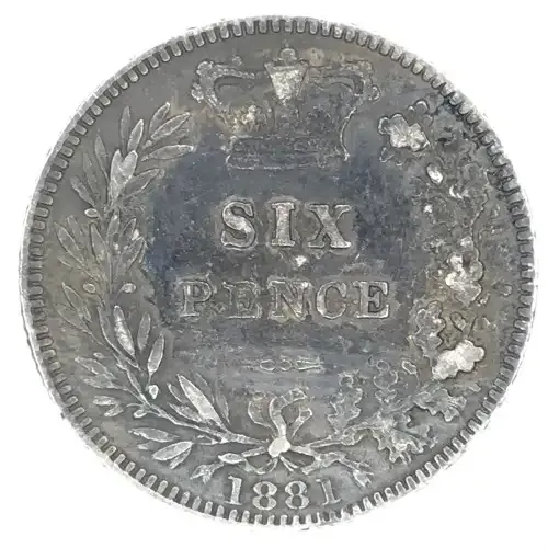 1881 Great Britain Sixpence - toned