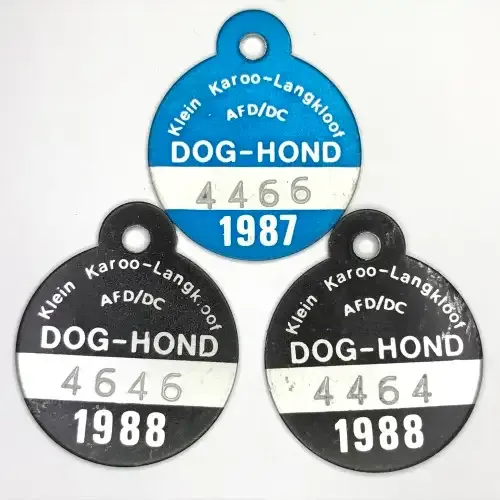 3 Dog licenses with 4`s and 6`s - all Langkloof 4464, 4466 and 4646