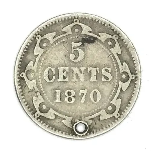 1870 Newfound Land 5 cent - Scarce but holed