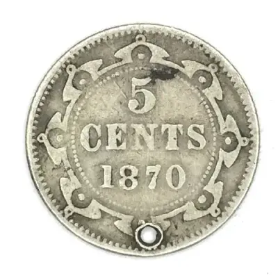 1870 Newfound Land 5 cent - Scarce but holed