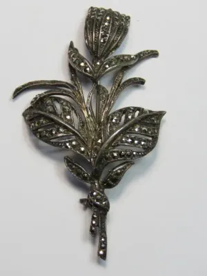 Sterling silver marcasite brooch - Vintage