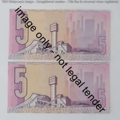 GPC de Kock 3rd issue lot of 4 R5 notes with consecutive numbers