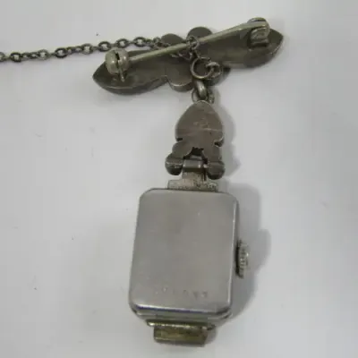 Beautiful vintage Cyma nurses Marcasite fob watch - Not working