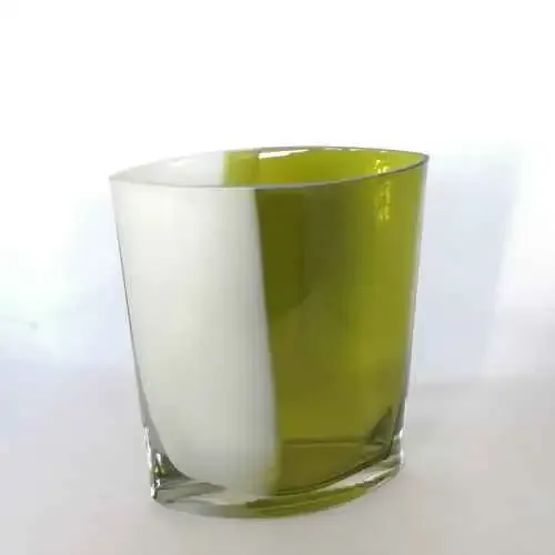 Beautiful Green and White stained glass vase