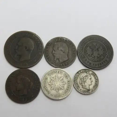 Lot of 6 International coins - Every one over 100 years old