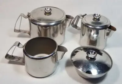 Vintage stainless steel tea set