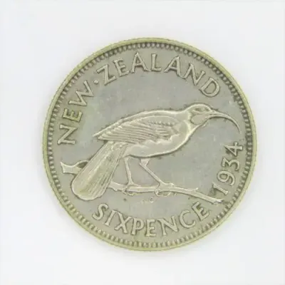 1934 New Zealand Sixpence - XF