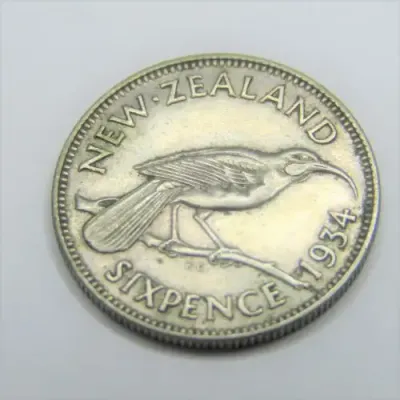 1934 New Zealand Sixpence - XF