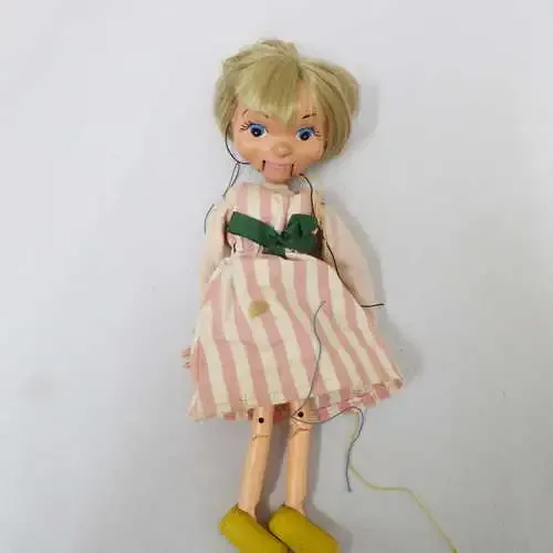 Pelham Puppets SM Girl marionette - plastic limbs - no controls - in box - moving mouth - Doll 29 cm
