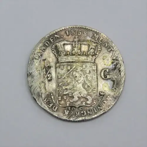 1858 Netherlands Willem 3 half gulden ex mount