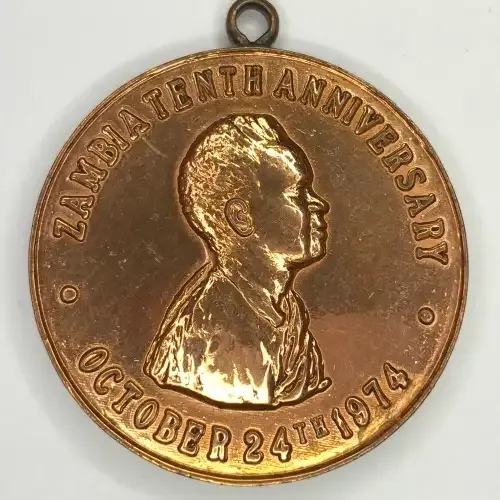 1974 Zambia 10th anniversary medallion